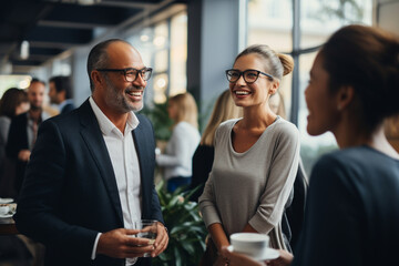 A collaborative business event with team-building activities fostering connections Generative AI