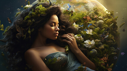 Naklejka premium Artistic image of mother earth. World environment and mother earth day concept