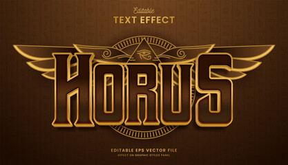 decorative golden egypt horus wings editable text effect vector design