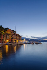 Fototapeta premium Townscape of Portofino at dusk, Liguria, Italy
