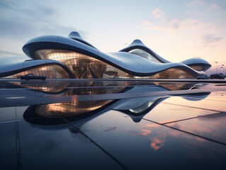 empty parking lot with city background