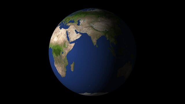 Photo realistic 3d earth slowly spinning on black background. Animation of Planet Earth rotation.s_30