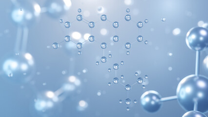 chlorpromazine molecular structure 3d, flat model, antipsychotic medication, structural chemical formula view from a microscope