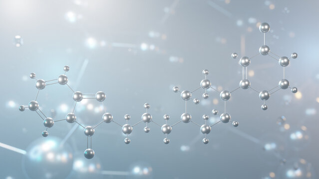 trazodone molecular structure, 3d model molecule, antidepressant, structural chemical formula view from a microscope