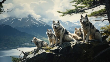 wolves on a mountain