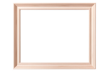 Mockup light wooden frame isolated on white background with empty space for image. Artwork template for painting, photo or poster. 