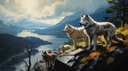 wolves on a mountain