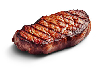 Hot grilled beef steak. Ai art. Cutout on transparent
