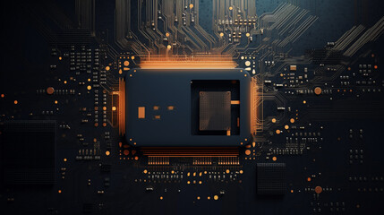Fototapeta premium Futuristic Glowing Motherboard - AI and Machine Learning Concept