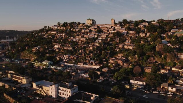 Drone footage of Mwanza, next to Lake Victoria, City of Rocks, Tanzania