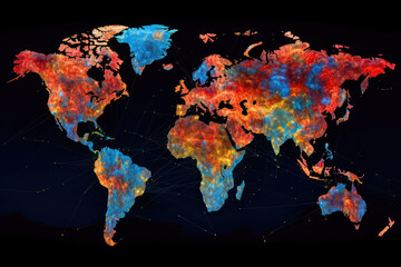 Fototapeta premium Luminous led panel with colorful world map.