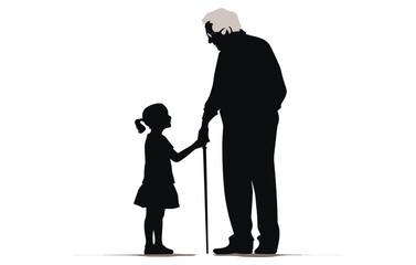 Happy Grand parents Day Cute Illustration, Happy Grand Parents Day Silhouette, 
