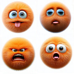 Fototapeta premium Fuzzy orange emotes on white background