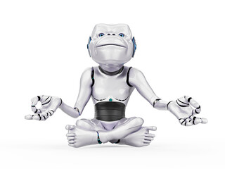 cyber monkey is doing yoga