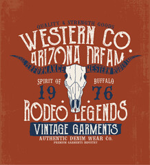 vintage American western concept tee print design as vector