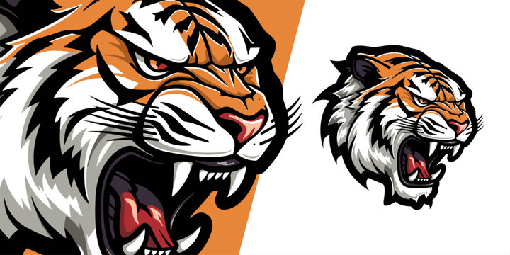 Roaring into Victory: Classic Tiger Mascot Emblem & Badge Vector Logo Design for Sport and Esport Teams