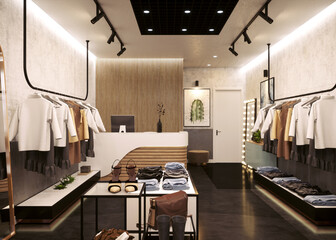 fashion shop, 3d rendering.