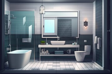 Interior of a bathroom Modern bathroom or restroom objects realistic bathroom background. Generative AI