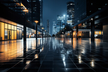 Fototapeta premium empty pedestrian walkway with city background