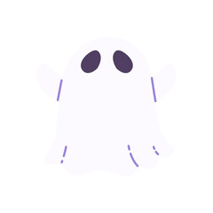 cute ghost cartoon ghost in white cloak halloween scary illustration