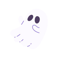 cute ghost cartoon ghost in white cloak halloween scary illustration