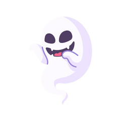 cute ghost cartoon ghost in white cloak halloween scary illustration