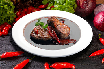 filet mignon in wine sauce