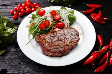 Fresh grilled meat. Grilled beef steak