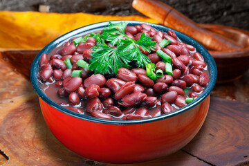 Beans cooked in the bowl