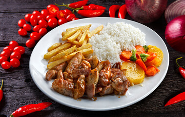 pork with rice and potatoes