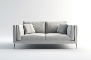 Couch mockup on a white background with metal legs . Generative AI