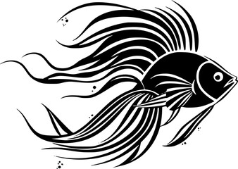Beta Fish | Black and White Vector illustration
