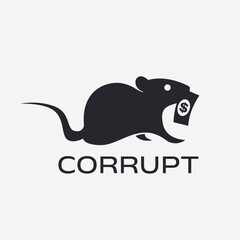 corrupt. mouse steal the money logo design idea for company, brand, store or business. vector