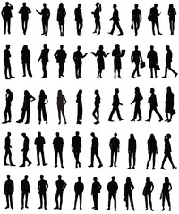 silhouettes of people working group of standing business people , people standing man and women  vector eps 10