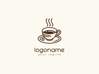 Coffee cup vector icon logo