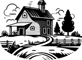 Farmhouse | Minimalist and Simple Silhouette - Vector illustration