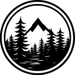 Obraz premium Forest | Black and White Vector illustration