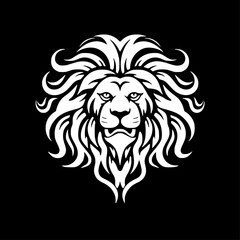 Fototapeta premium Lion - Black and White Isolated Icon - Vector illustration