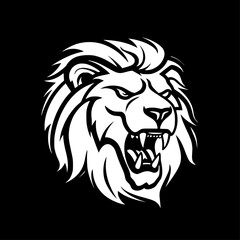 Lion - Black and White Isolated Icon - Vector illustration