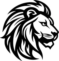 Fototapeta premium Lion - Black and White Isolated Icon - Vector illustration