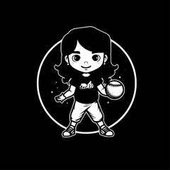 Softball | Black and White Vector illustration
