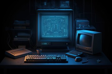 computer and keyboard. Created with Generative AI Technology