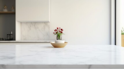 a white bowl with a cup on it on a marble table