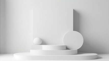 Fototapeta premium white podium abstract empty three-dimensional platform design.