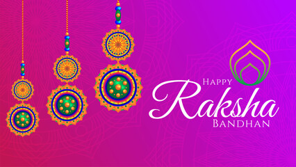 happy raksha bandhan greeting design with rakhi vector illustration