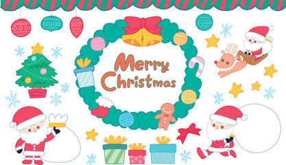 クリスマスのあしらい　イラスト素材セット