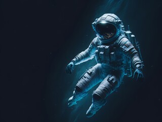 Fototapeta na wymiar Una figura espacial flotando en las profundidades del universo