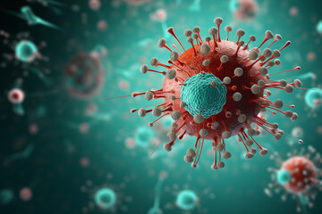 A chilling bio-virus illustration, with a viral particle poised to infect a host cell Generative AI