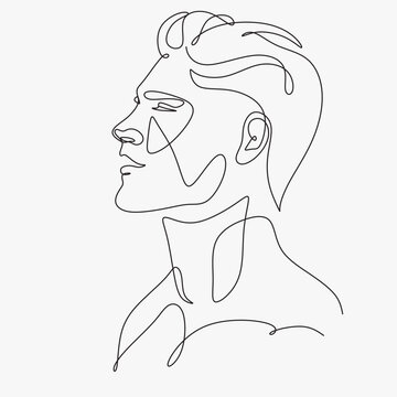 recommend clip art: Men line art vector. Continuous one line drawing of man portrait. Hairstyle. Fashionable men's style.