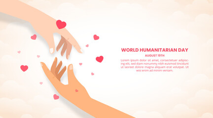 World Humanitarian Day background with helping hand illustration